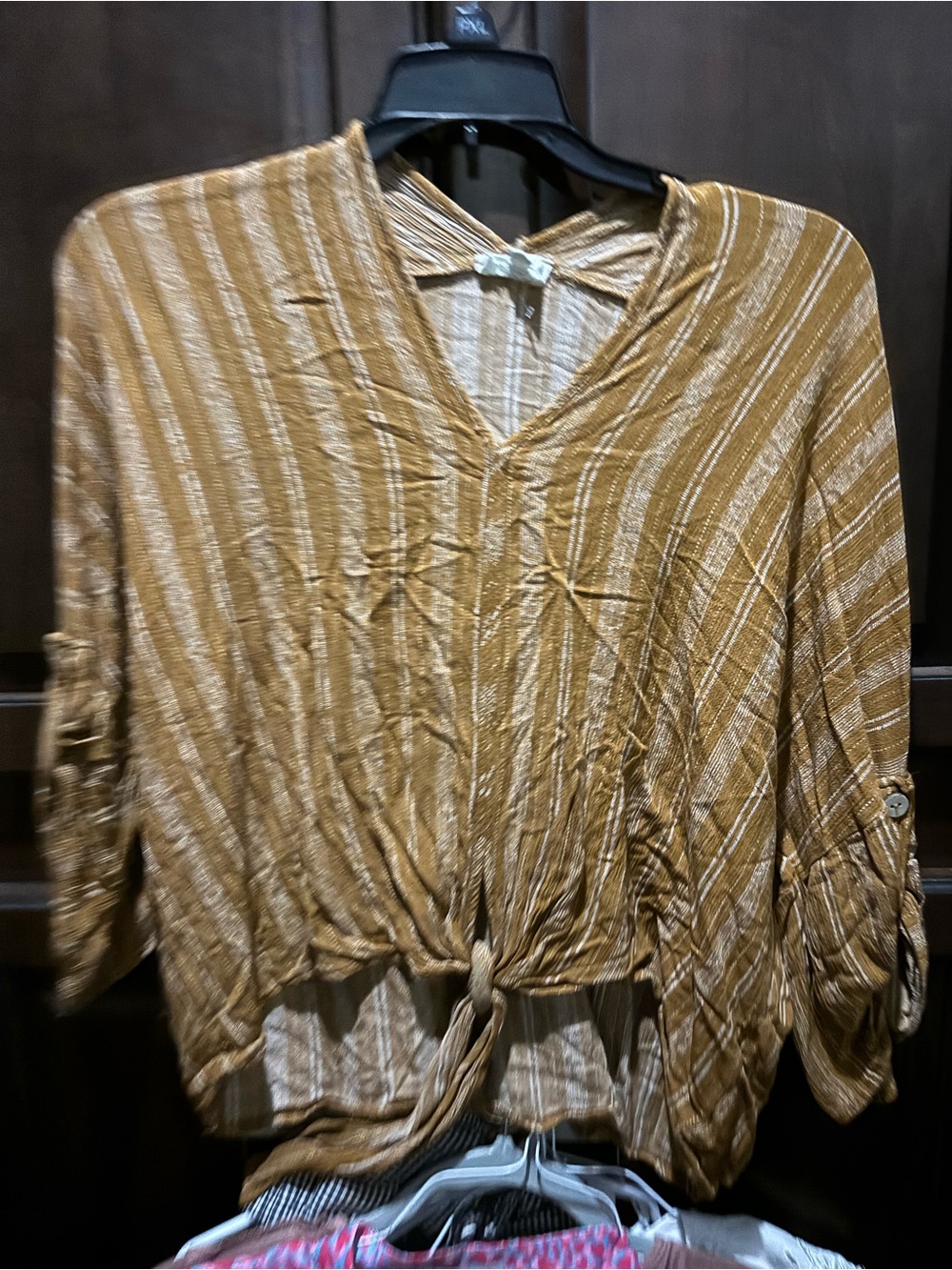 Striped Tie-Front Blouse in Mustard